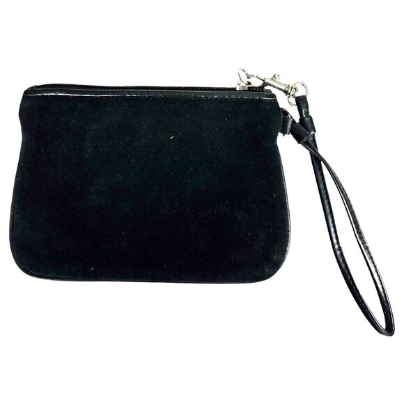 Fossil Black Suede Mini Bag Wristlet Wallet - Picture 2 of 3